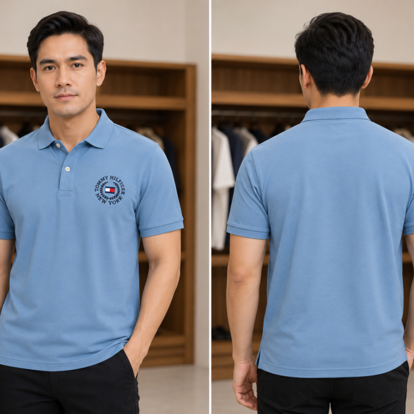 Tommy Hilfiger Polo Shirt Blue Large Item #2061