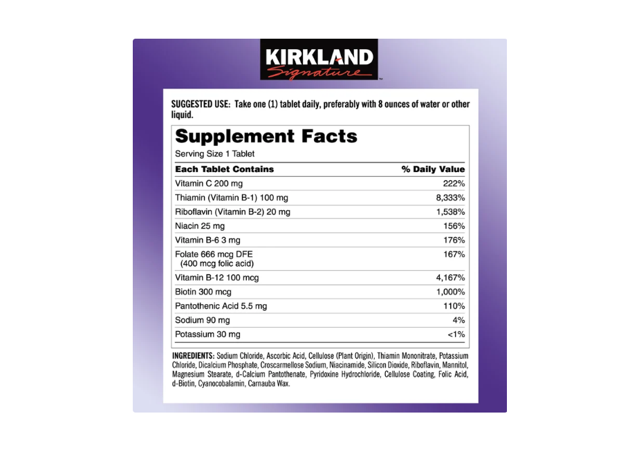 Kirkland Signature Super B-Complex with Electrolytes, 500 Tablets - Image 4