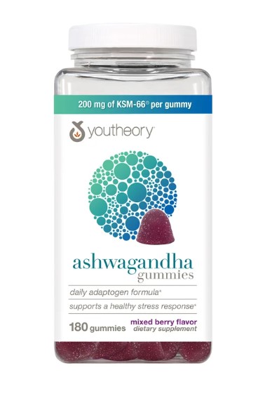 youtheory Ashwagandha, 180 Gummies, Mixed Berry  Item #4020