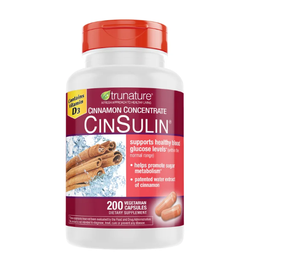 trunature Cinnamon Concentrate Cinsulin 500mg, 200 Vegetarian Capsules Item #4019
