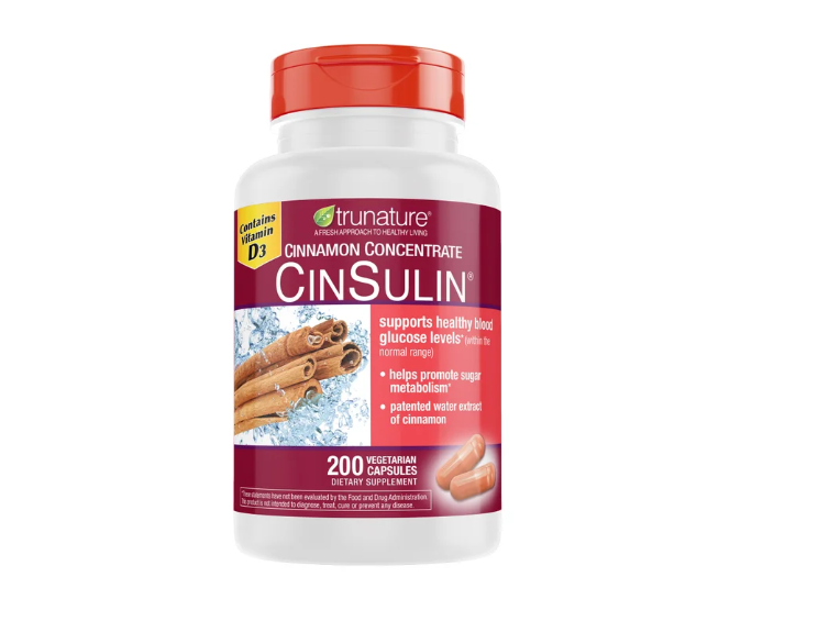 trunature Cinnamon Concentrate Cinsulin 500mg, 200 Vegetarian Capsules Item #4019