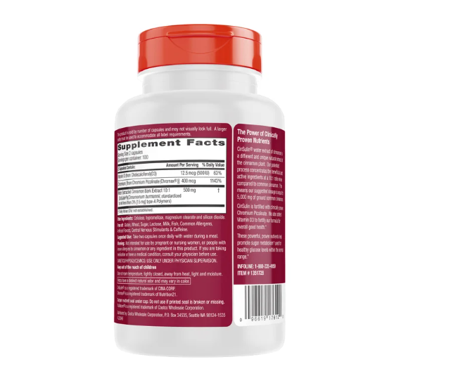 trunature Cinnamon Concentrate Cinsulin 500mg, 200 Vegetarian Capsules Item #4019 - Image 2