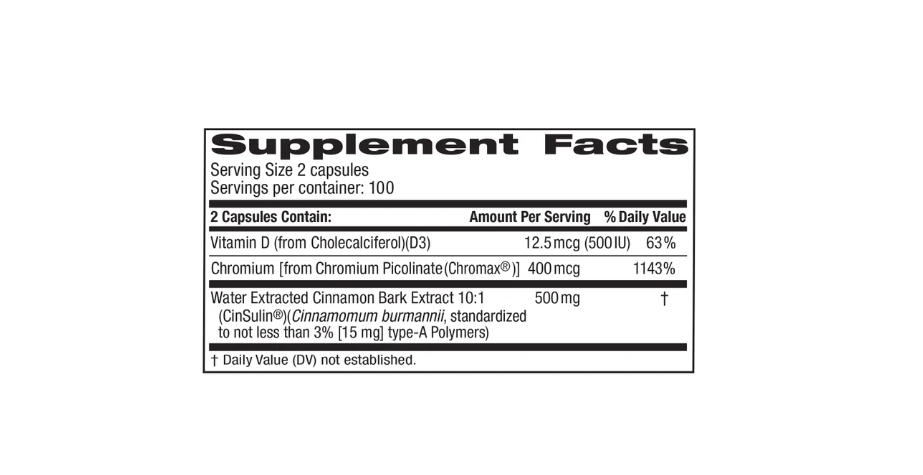 trunature Cinnamon Concentrate Cinsulin 500mg, 200 Vegetarian Capsules Item #4019 - Image 3