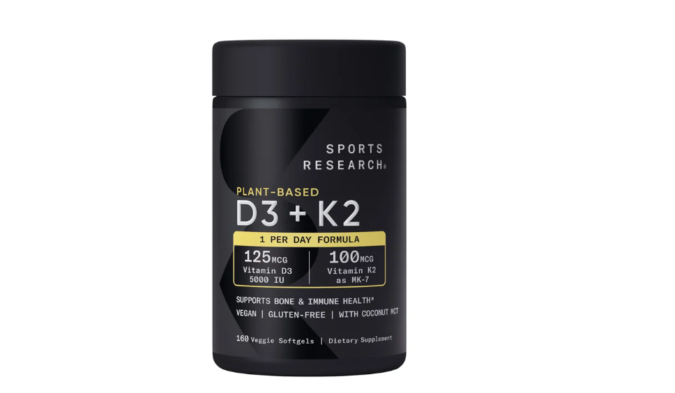 Sports Research Plant Based Vitamin D3 + K2, 160 Veggie Softgels Item #4018
