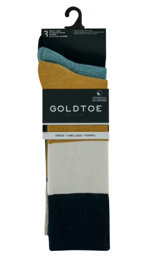 GoldToe Edition Mens Comfort Top Flat Crew Socks Assorted, 3 Pack Item 6007 - Image 2