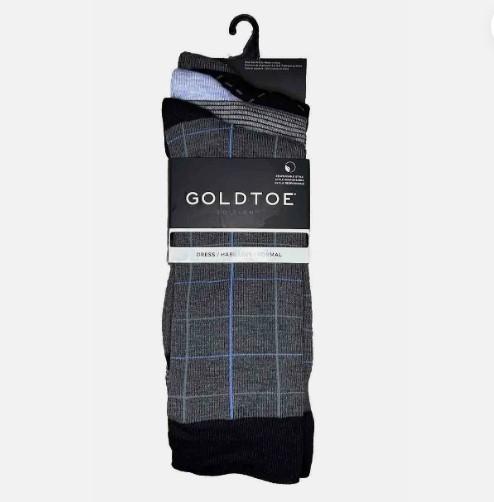 GOLDTOE Edition Mens Dress Windowpane Crew Socks, 3-Pack Item 6006