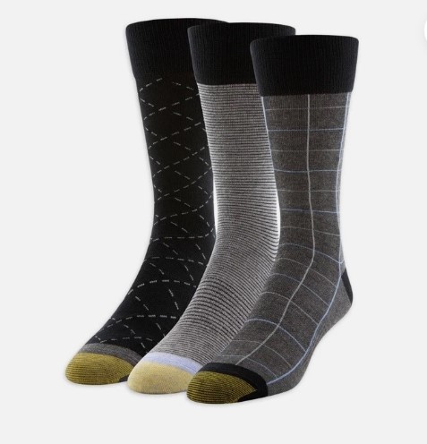 GOLDTOE Edition Mens Dress Windowpane Crew Socks, 3-Pack Item 6006 - Image 2