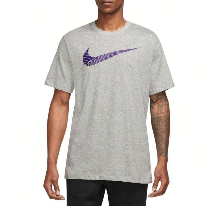Nike Men’s Dri-FIT Training T-Shirt Big Swoosh Logo Gray Small Item #2069