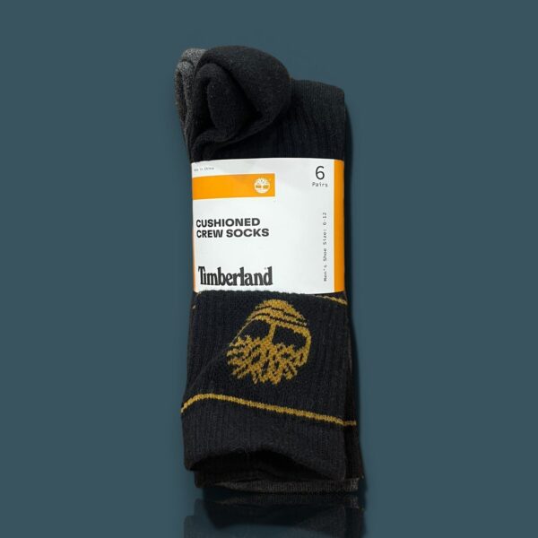 Timberland 6 Pairs Cushioned Crew Socks Men’s Size 6-12 Black/Gray Item 6003