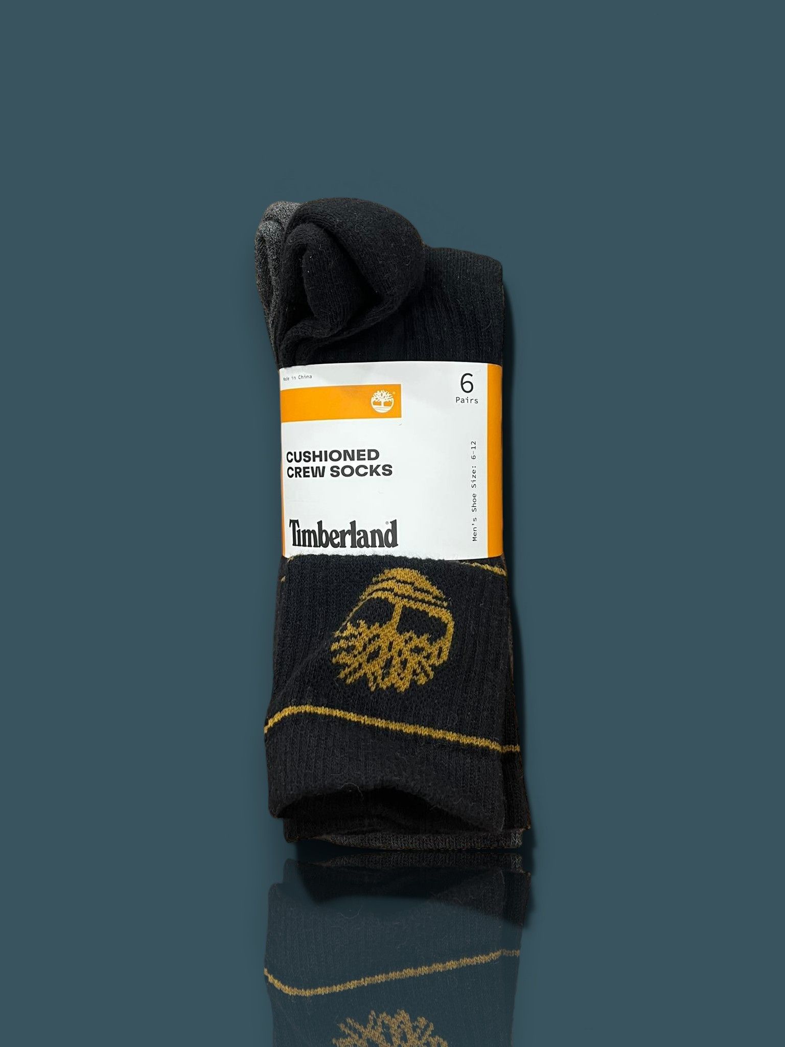 Timberland 6 Pairs Cushioned Crew Socks Men’s Size 6-12 Black/Gray Item 6003