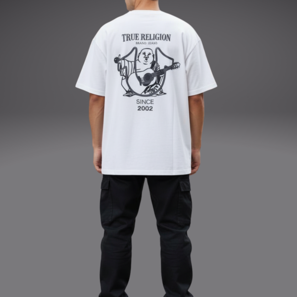 True Religion Big Horseshoe Foil Buddha Tee Optic White Large Item #2053