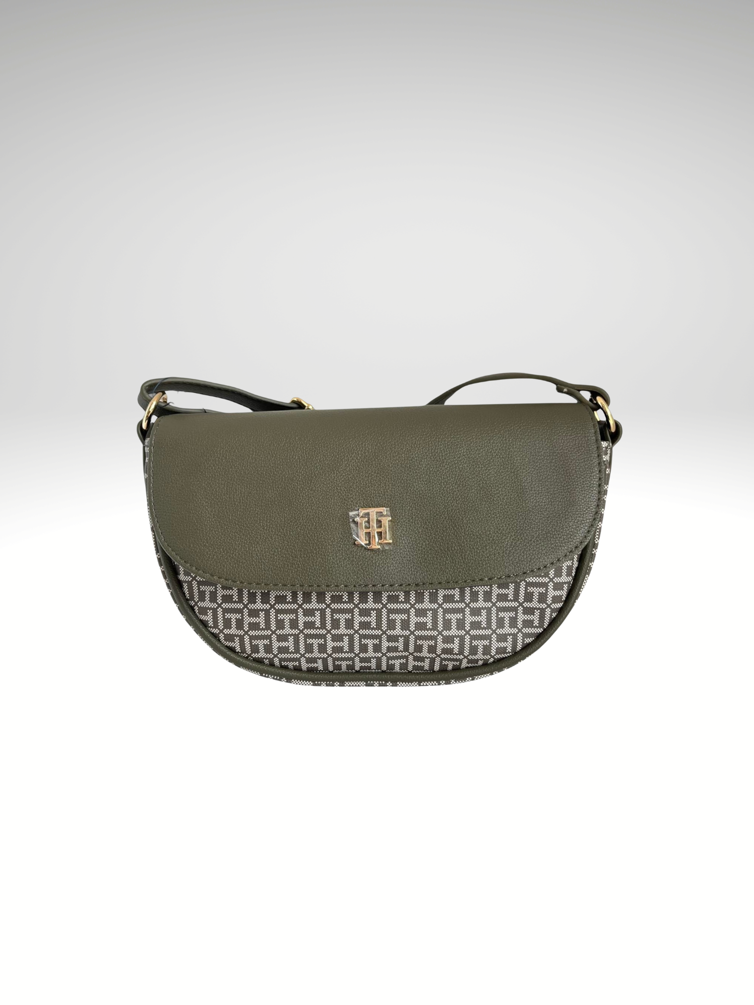 Tommy Hilfiger Dome Flap Sling Bag Olive Green Printed TH
