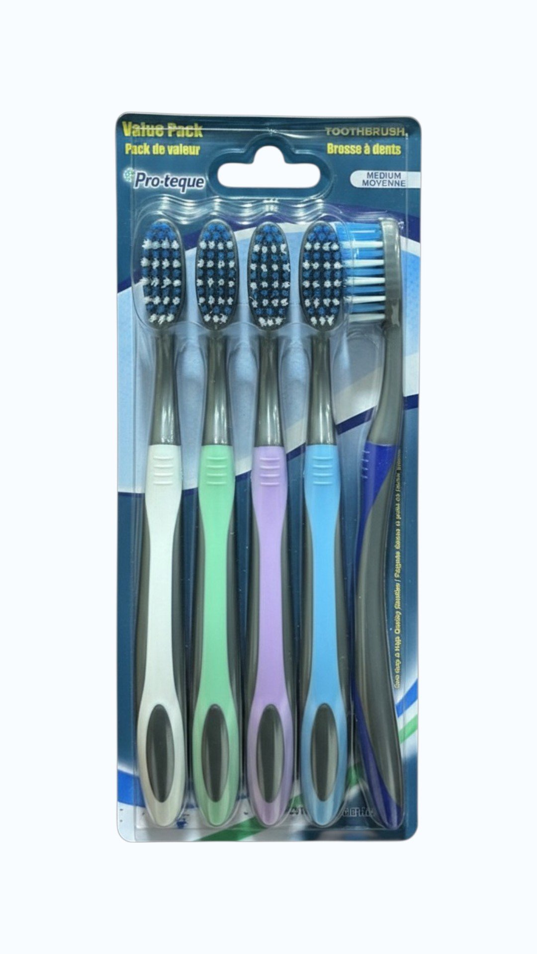 PRO-TEQUE VALUE PACK TOOTHBRUSH MEDIUM BRISTLE 5 PCS