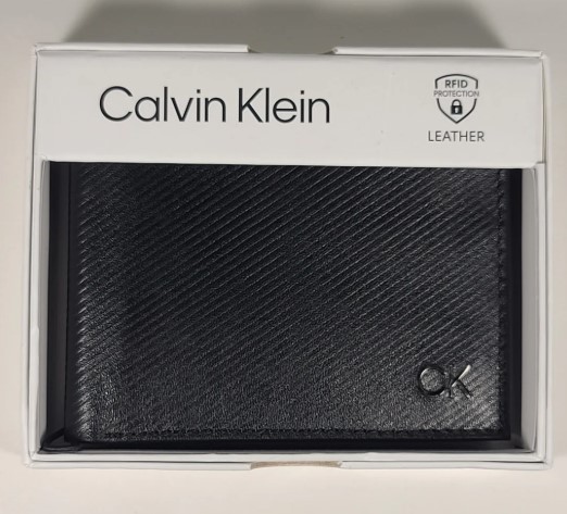 Calvin Klein Men's Bifold Black Leather RFID Passcase Wallet 31KA220037 Item 6050